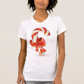 Feestelijke Kerst Kerststok met Rode Lint T-shirt (Voorkant)