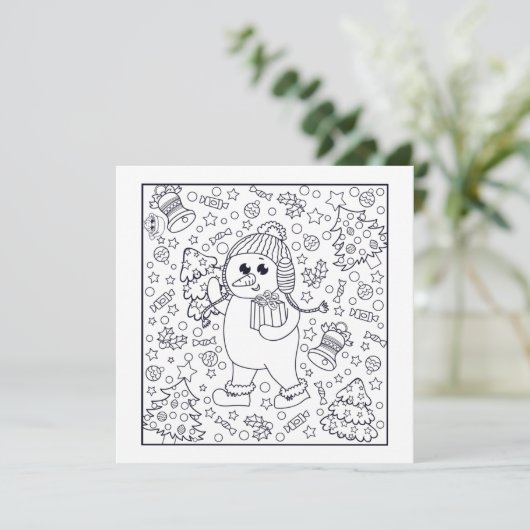 Feestelijke Kerst kinder kleur Kaart (Staand voorkant)