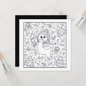 Feestelijke Kerst kinder kleur Kaart (Voorkant / Achterkant in situ)