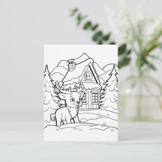 Feestelijke Kerst kinder kleuren Rendieren Briefkaart (Staand voorkant)