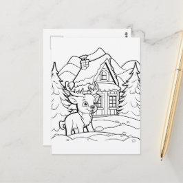 Feestelijke Kerst kinder kleuren Rendieren Briefkaart
