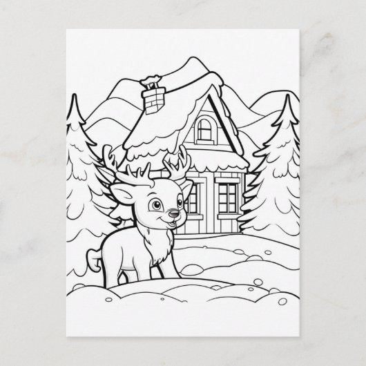 Feestelijke Kerst kinder kleuren Rendieren Briefkaart (Voorkant)