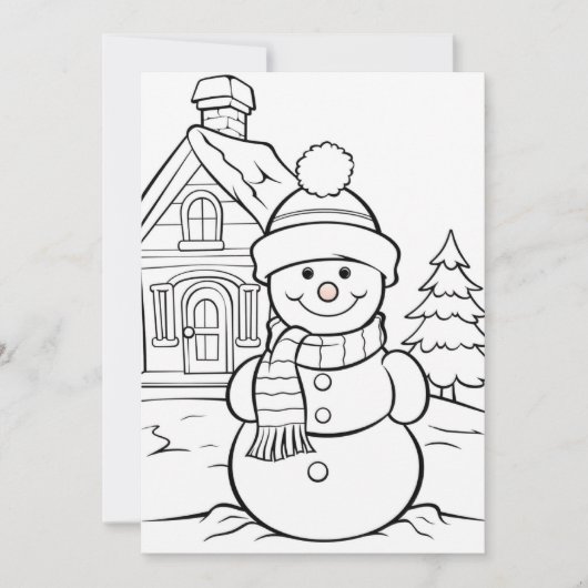 Feestelijke Kerst kinder kleurend sneeuwpop Feestdagenkaart (Voorkant)