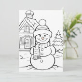 Feestelijke Kerst kinder kleurend sneeuwpop Feestdagenkaart (Staand voorkant)