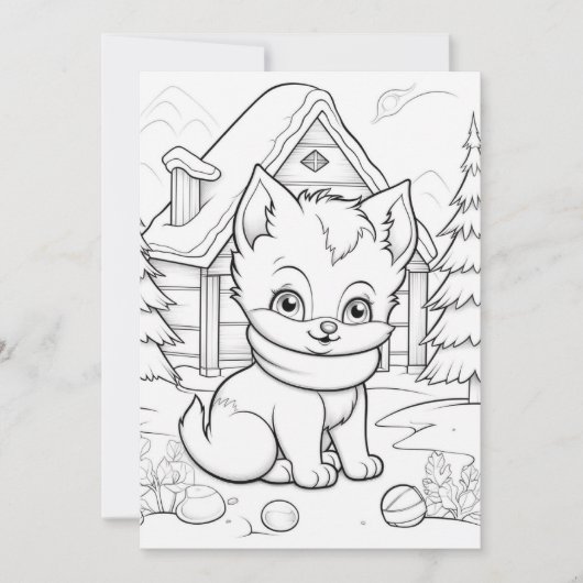 Feestelijke Kerst kinder kleurkat Feestdagenkaart (Voorkant)