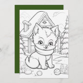 Feestelijke Kerst kinder kleurkat Feestdagenkaart (Voorkant / Achterkant)