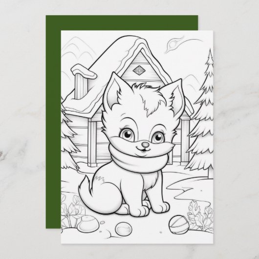 Feestelijke Kerst kinder kleurkat Feestdagenkaart (Voorkant / Achterkant)