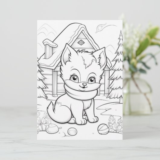 Feestelijke Kerst kinder kleurkat Feestdagenkaart (Staand voorkant)