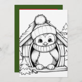 Feestelijke Kerst kinder kleurling pinguïn Feestdagenkaart (Voorkant / Achterkant)