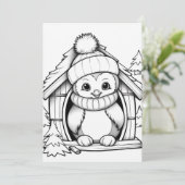 Feestelijke Kerst kinder kleurling pinguïn Feestdagenkaart (Staand voorkant)