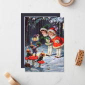 feestelijke kerst - kinderen wekken het gevoel notitiekaartje (Voorkant / Achterkant in situ)