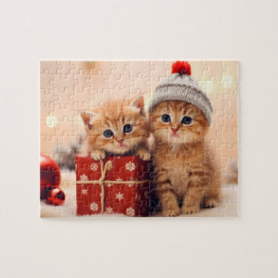 Feestelijke kerst kitten duo legpuzzel