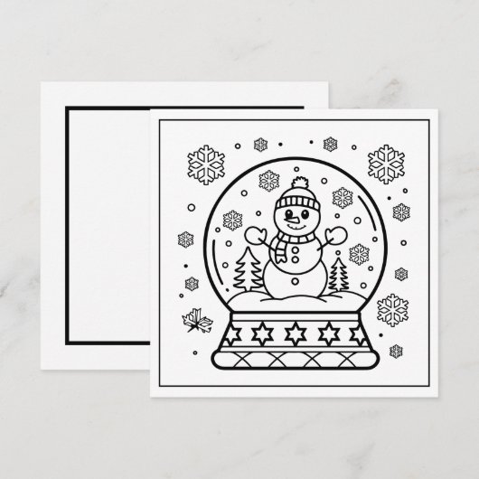 Feestelijke Kerst Kleuren Sneeuwman Sneeuw wereldb Feestdagenkaart (Voorkant / Achterkant)