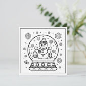 Feestelijke Kerst Kleuren Sneeuwman Sneeuw wereldb Feestdagenkaart (Staand voorkant)