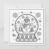 Feestelijke Kerst Kleuren Sneeuwman Sneeuw wereldb Feestdagenkaart (Voorkant)