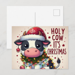 Feestelijke Kerst Koe Heilige Koe Het is Kerst Briefkaart