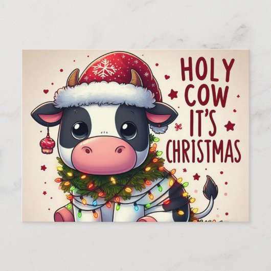 Feestelijke Kerst Koe Heilige Koe Het is Kerst Briefkaart (Voorkant)
