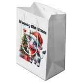 Feestelijke Kerst koe tekst toevoegen Medium Cadeauzakje (Achterkant Gekanteld)