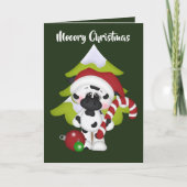 Feestelijke Kerst koe toevoegen wenskaart Kaart (Voorkant)