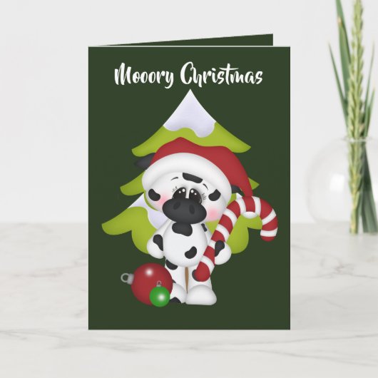 Feestelijke Kerst koe toevoegen wenskaart Kaart (Voorkant)