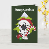 Feestelijke Kerst koe toevoegen wenskaart Kaart (Gele Bloem)