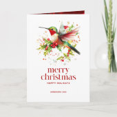 Feestelijke Kerst Kolibrie Custom Foto Kaart (Voorkant)
