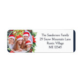 Feestelijke Kerst Krans Custom Foto Etiket (Voorkant)