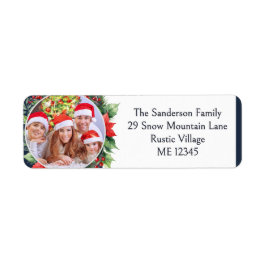 Feestelijke Kerst Krans Custom Foto Etiket