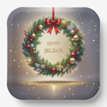 Feestelijke Kerst Krans Vakantie Papieren Bord