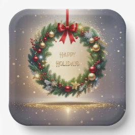 Feestelijke Kerst Krans Vakantie Papieren Bord