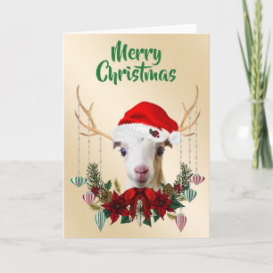 Feestelijke Kerst LaMancha Geit Kind Kaart