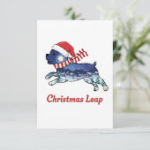 Feestelijke kerst Leaping Dog | Schattigee Puppy S Bedankkaart (Staand voorkant)