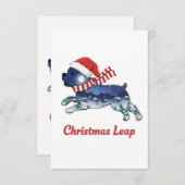 Feestelijke kerst Leaping Dog | Schattigee Puppy S Bedankkaart (Voorkant / Achterkant)