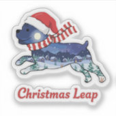 Feestelijke kerst Leaping Dog | Schattigee Puppy S Sticker (Voorkant)