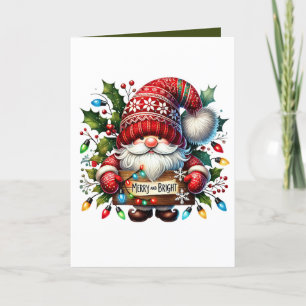 Feestelijke Kerst Merry Bright Gnome voeg bericht Feestdagen Kaart