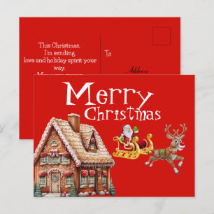 Feestelijke kerst met de Kerstman en het rendier Briefkaart