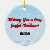 Feestelijke Kerst met Elf, Penguin Uitnodiging Keramisch Ornament (Achterkant)