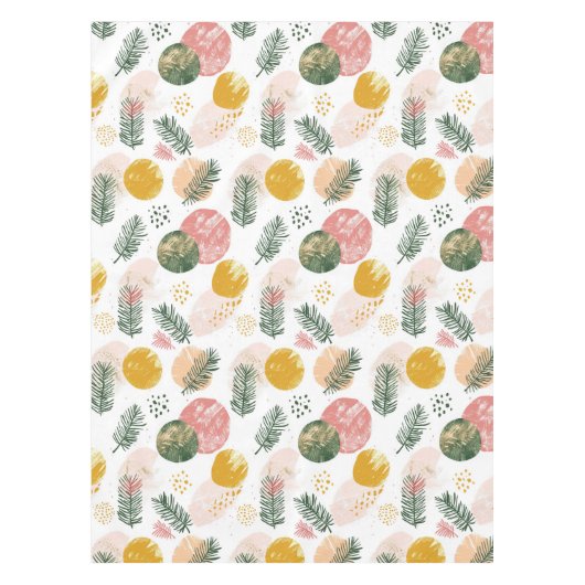 Feestelijke Kerst met groene, gouden, roze accente Tafelkleed (Voorkant)