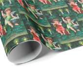 feestelijke kerst met kerstmis engelen cadeaupapier (Rol Hoek)