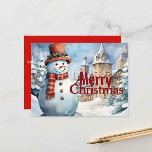 Feestelijke kerst met man briefkaart (Voorkant / Achterkant in situ)