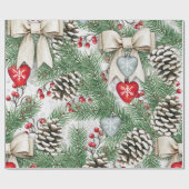 Feestelijke Kerst met Wilgen Zaden en Harten Cadeaupapier (Vlak)