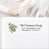 Feestelijke Kerst Mistletoe Berries Custom Text Etiket (Insitu)