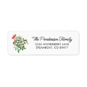 Feestelijke Kerst Mistletoe Berries Custom Text Etiket (Voorkant)