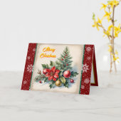 Feestelijke Kerst Mooi Oud Collectie Kaart (Gele Bloem)