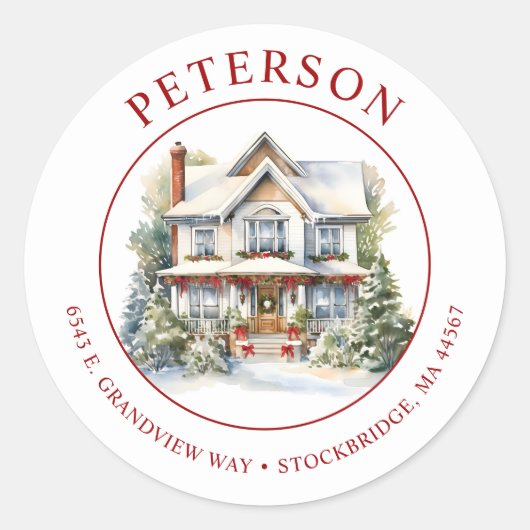 Feestelijke kerst Nieuwe Home Retour Adres Labels (Voorkant)