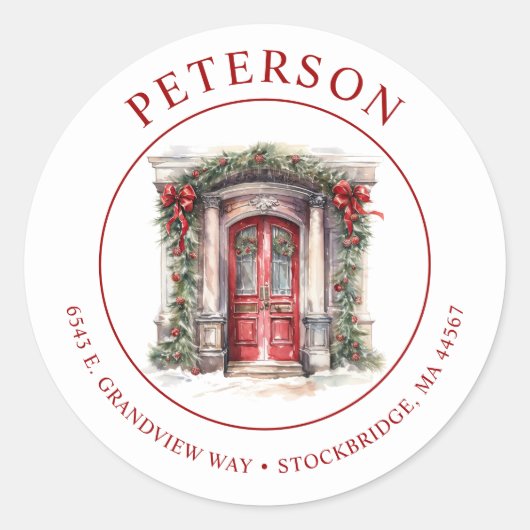 Feestelijke kerst Nieuwe Home Retour Adres Labels (Voorkant)