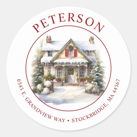 Feestelijke kerst Nieuwe Home Retour Adres Labels (Voorkant)