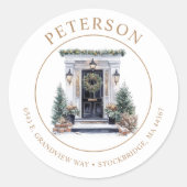 Feestelijke kerst Nieuwe Home Retour Adres Labels (Voorkant)