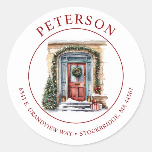 Feestelijke kerst Nieuwe Home Retour Adres Labels (Voorkant)