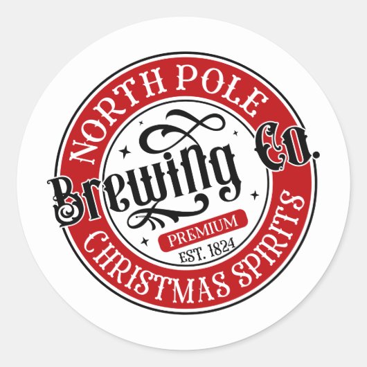 Feestelijke Kerst Noordpool Brouwerij Ronde Sticker (Voorkant)